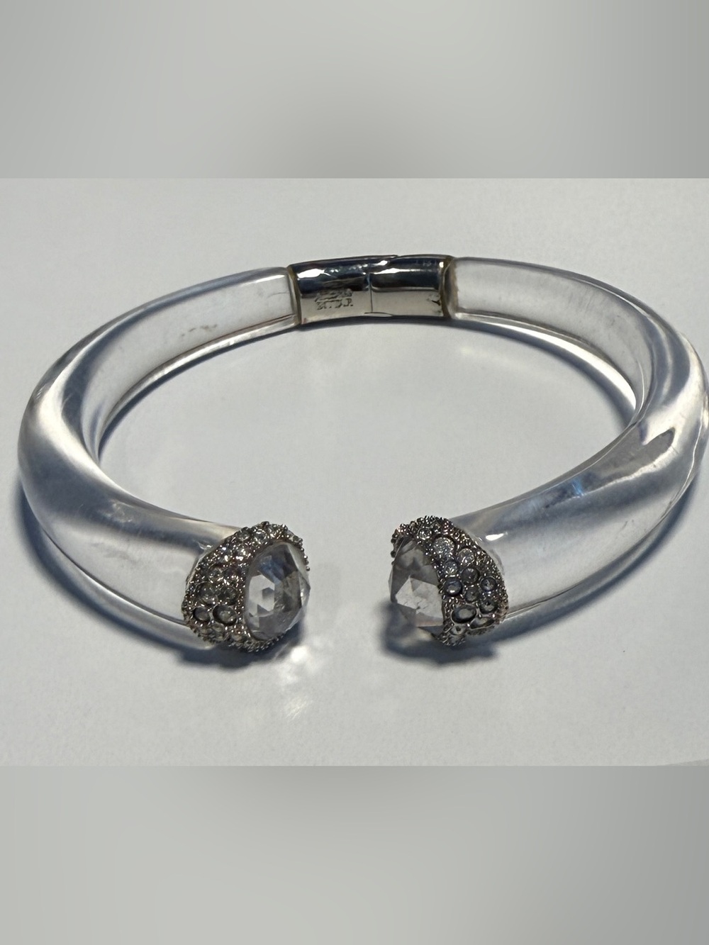 Alexis Bittar Clear Crystal Lucite  Open Cuff Bracelet